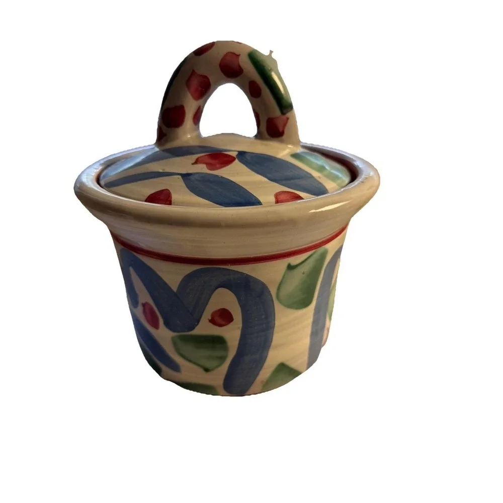 Vintage‎ Stanley Mace Andersen Ceramic Lidded Jar Pot Hand Painted Floral Design